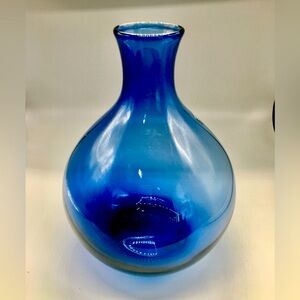 VTG Alicja, Poland Glass Watra Cobalt Blue Art Glass Handmade MCM Large Vase